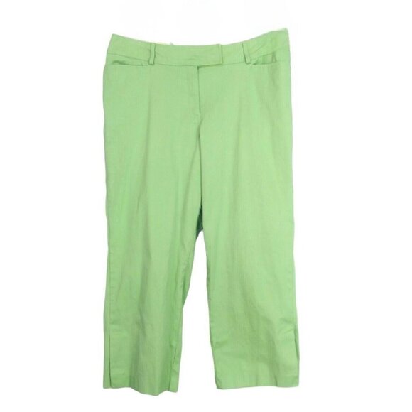 Venezia Size 16 Capris Pants Light Green Hook & Loop Button Zip Closure Split He - Picture 2 of 7